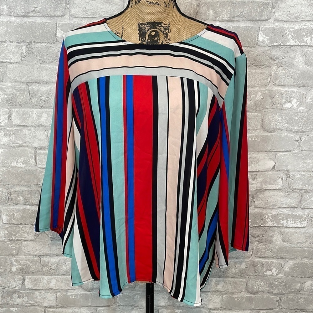 W5 Striped wide Sleeve Blouse